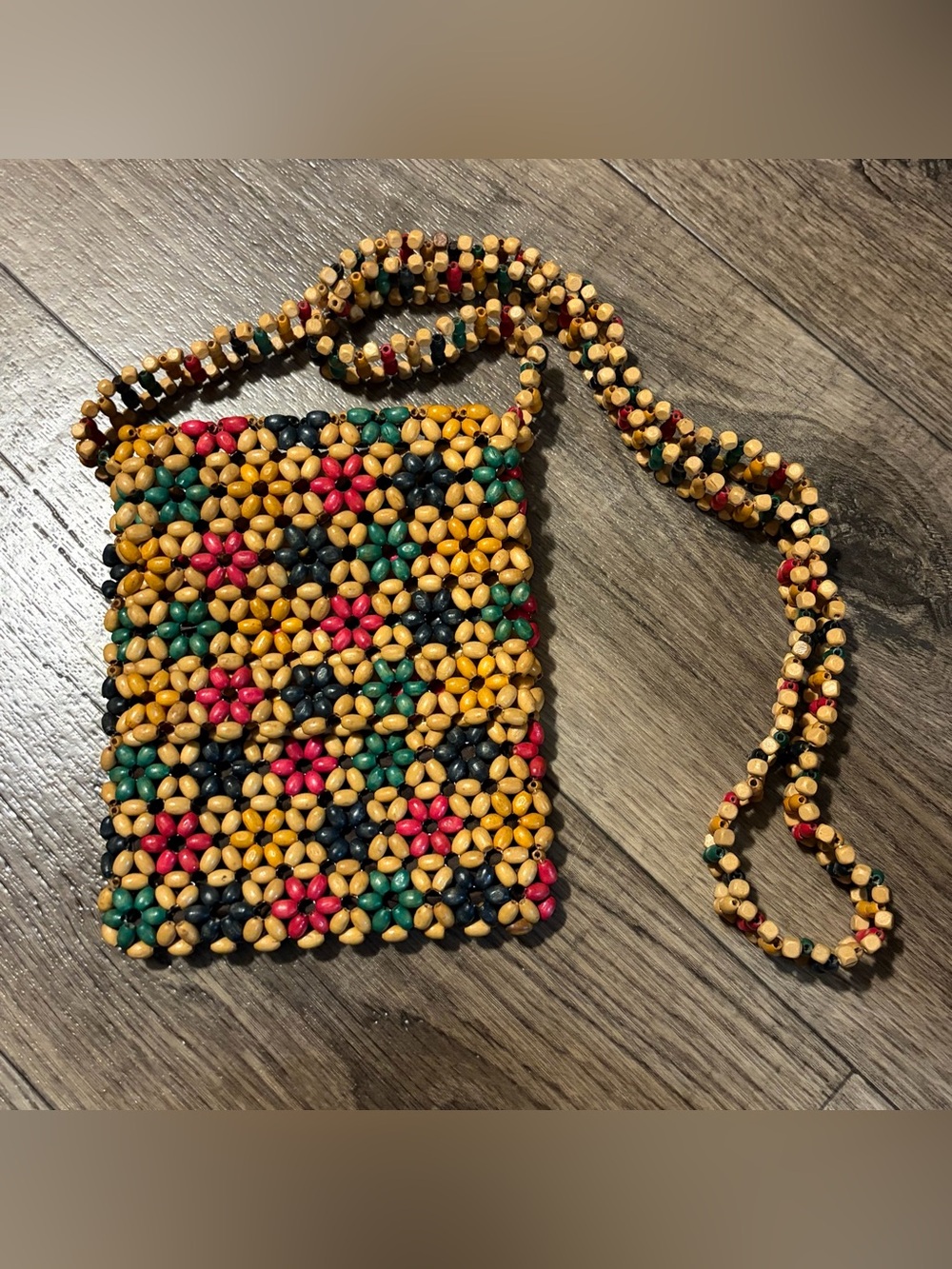 Women’s Wooden Beaded Multicolor Purse Bag